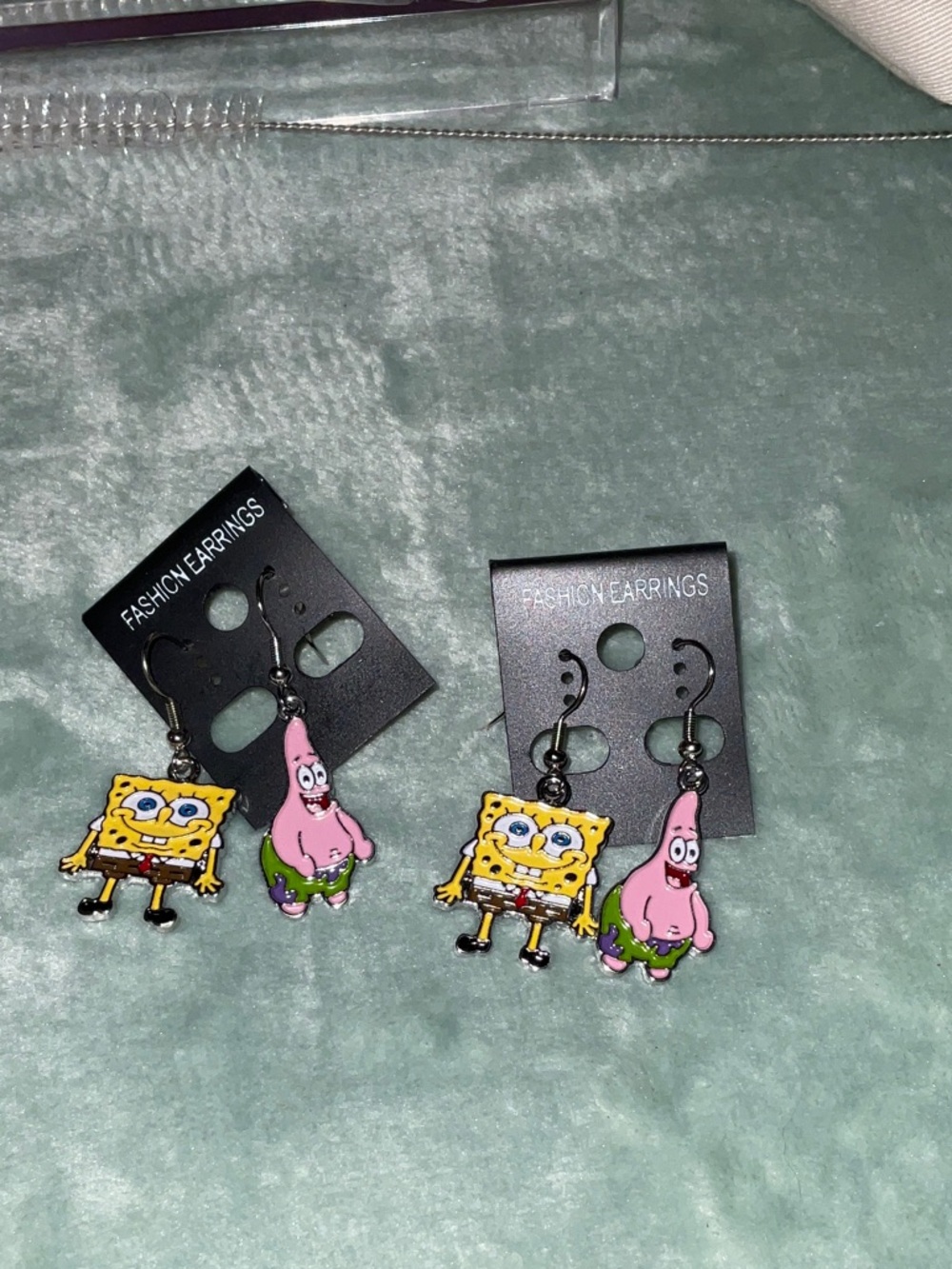 SpongeBob & Patrick Cartoon Dangle Earrings - Yellow & Pink 2 pairs